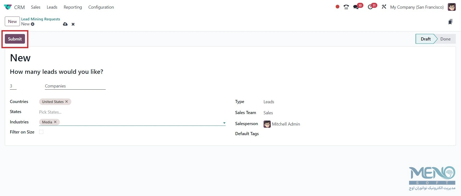 کتاب اودو (Odoo) 18 نسخه Enterprise: CRM